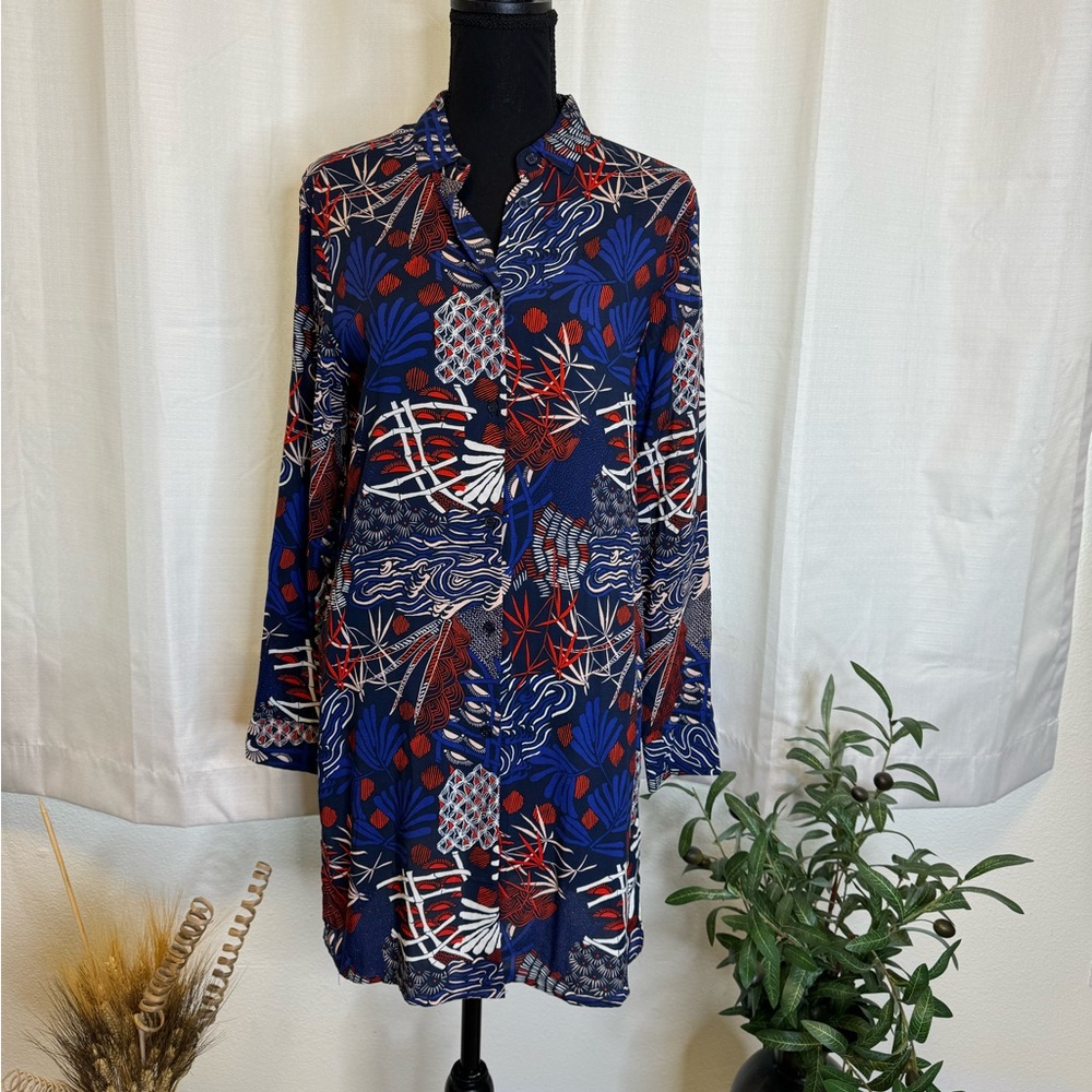 H&M Long Shirt Multi/Blue Size 4